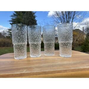 Iittala Finland 12oz Light Weight Textured Highball Glasses 5-7/8” ~Set of 4